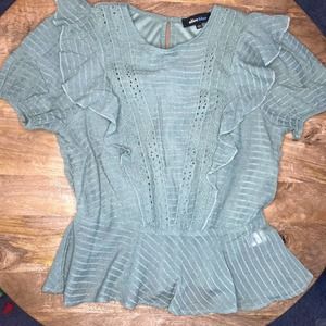 COPY - Alice Blue Green Crochet Lace Blouse size L